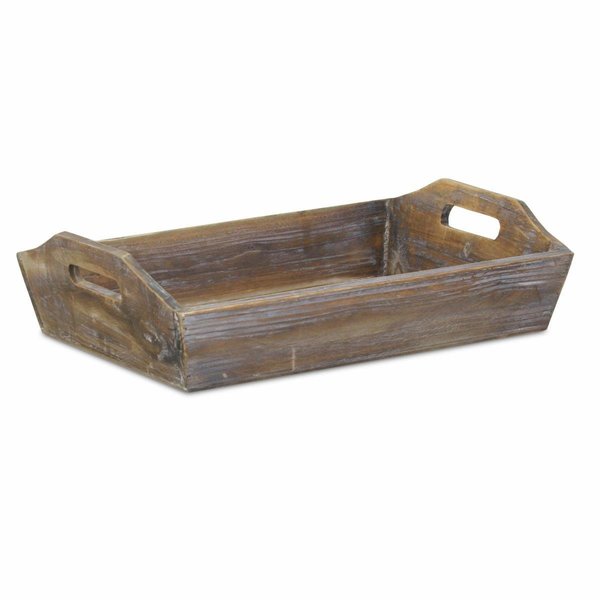 Tarifa Rectangular Dark Rustic Brown Finish Wood Serving Tray with Handles TA2627352